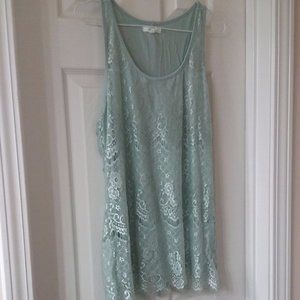Sage Lace Mesh Tank Top